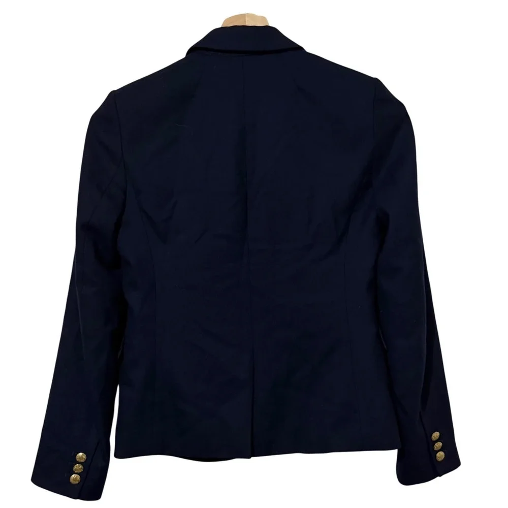 J. Crew Navy Blue Original Schoolboy Gold Button Wool Blend Blazer Jacket 2‎
